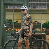 tanie Męskie koszulki-Męskie Koszulka rowerowa Kamuflaż Krótki rękaw Rower Tee Tshirt Dżersej z 3 tylnymi kieszeniami Kolarstwo górskie Szybkie wysychanie Anatomiczny kształt Odprowadzające wilgoć Oddychający Sport Ziele