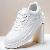 economico Casuale-sneakers da uomo in similpelle nera con suola ammortizzata, comodo design con lacci per un uso casual e quotidiano