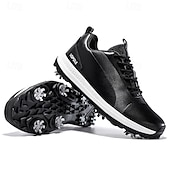 cheap Men&#039;s Golf Shoes-Men&#039;s Black and White Golf Shoes with Spiked Sole, Breathable Upper, and Lightweight Design for Comfort and Support on the Golf Course