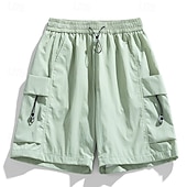 baratos Clássico-Homens Bermuda Cargo Calção Bermudas Shorts casuais Cintura elástica Bolso multi Perna reta Tecido Respirável Pavio Humido Comprimento do joelho Ao ar livre Casual Corrida Esportes Moda Preto Roxo