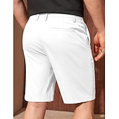baratos Calças de Vestir Curtas-Homens Calção Shorts sociais Shorts de verão Bermudas de Golfe Bolsos Perna reta Tecido Respirável Sem Ferro Comprimento do joelho O negócio Casual Diário Moda Roupa de rua Preto Branco
