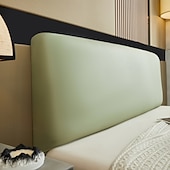 baratos Acessórios de cama-Capa de cabeceira de couro artificial pu à prova d&#039;água, capa elástica para hotel, casa, cama com tudo incluso, proteção contra poeira, cabeceira