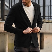 economico Blazer Classici da Uomo-Per uomo Blazer di lino Giacca Attività commerciale Cocktail party Ricevimento di matrimonio Di tendenza Informale Primavera Autunno Misto cotone e lino Tinta unica Bottoni Tasche Comodo Monopetto