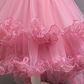 preiswerte Kleider für die Blumenmädchen-Blumenmädchenkleid Mädchen Formelle Kleidung Prinzessinenkleid Party Kleid Hochzeit Besondere Anlässe bezaubernd Süß Rüschen Zip Feste Farbe Kurzarm Rundhalsausschnitt Weiß Champagner 4-13 Jahre