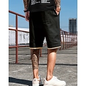 economico Pantaloncini casual-Per uomo Pantaloncini Pantaloncini estivi Pantaloncini casual Tasche A cordoncino Vita elastica Collage Comfort Traspirante Breve Esterno Da mare Sport Informale Nero Blu