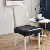 cheap Chair Cover-WaterProof PU Leather Dining Room Chair Cover Seat Covers Elastic Stool Covers Durable Dust-proof Cushion Cover for Home Hotel