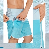 baratos shorts de natação masculinos-Homens Roupa de banho Bermuda de Surf Shorts de Natação Calção Justo de Natação Riscas Estampas Abstratas Secagem Rápida Respirável Com Cordão Cintura elástica Férias Praia Havaiana Casual Azul Lago