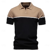 voordelige Heren Elite Polo-Voor heren Polo Gebreide polo Formeel Werk Meeuwenhalsband Korte mouw Kleurenblok Lapwerk Zomer Marineblauw Khaki Leger Groen Polo