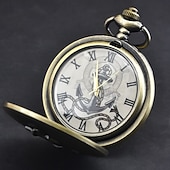 levne Kapesní hodinky-Klasické vintage velké quartz kapesní hodinky kotva reliéf římský ciferník náhrdelník quartz kapesní hodinky