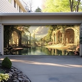 お買い得  ガレージとドアのバナー-風景ひまわりドア装飾ガレージドアカバー屋外バナー休日用屋外ガレージドア家の壁の装飾