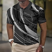 ieftine Polo geometric pentru bărbați-Bărbați Geometică Γραμμή Tricouri polo Waffle Manșon scurt Tricouri de polo Cămăși cu guler Ocazional afaceri În aer liber Stradă Zilnice Îmbrăcăminte Atletică Nasturi Imprimare 3D Vară Albastru