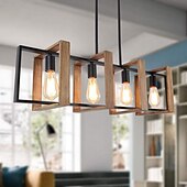 economico Luci a sospensione-lampada a sospensione piccola da fattoria 1 testa apparecchio a 4 teste lampada a sospensione per isola cucina con cavo finitura nera struttura in legno lampadario per corridoio ingresso armadio