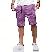 baratos Clássico-Homens Bermuda Cargo Calção Shorts de verão Com Cordão Cintura elástica Bolso multi Tecido Conforto Vestível Comprimento do joelho Ao ar livre Esporte Diário Moda Casual Preto Verde Claro