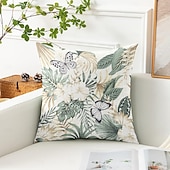 ieftine stil floral și plante-Pernă decorativă florală cu papagal husă pentru 1 bucată pernă moale pătrată pentru canapea husă pentru dormitor living canapea fotoliu