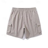 baratos Clássico-Homens Bermuda Cargo Calção Shorts de verão Com Cordão Cintura elástica Bolso multi Tecido Conforto Vestível Comprimento do joelho Ao ar livre Esporte Diário Moda Casual Preto Rosa