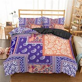 cheap Duvet Cover Sets-Duvet Cover Set Boho Paisely Art Red Black Pattern Duvet Cover Set Soft 3-Piece Luxury Polyester Bedding Set Home Decor Gift
