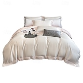 economico Set copripiumino-Set di Biancheria da Letto in Cotone Egiziano Bianco Solido Luxury Soft Brushed con Bordo Scolpito Completo Copripiumino Copripiumino per Regine e King Size con Federe