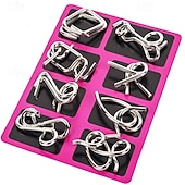 cheap Party Supplies-Metal Puzzle Game Set Educational Toy Game Unlock Iron Chain Toy Unlock Link Game Magic Toy Party Nine-Ring Puzzle Intelligence Buckle Lock Kongming Lock halloween christmas gift