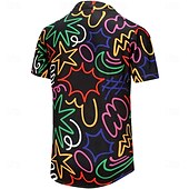 preiswerte Oberteile-Retro Vintage 1970er Hemd Aloha-Hemd Hippie Disco Psychedelisch Herren Urlaub Party Pride Parade Erwachsene Hemd