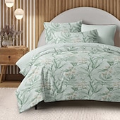 baratos 100% algodão-Capa de Edredom com Padrão Floral Tamanho Twin Conjunto de Cama Conjuntos de Colchas Capa Leve e Macia com 2 Fronhas para Verão Primavera