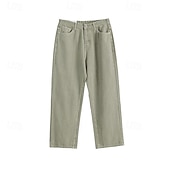 abordables Pantalons élite pour hommes-Homme Pantalon chino Boutons Avec Poches Jambe Droite Couleur Unie Longueur complète Extérieur Vacances Occasionnel Élégant Vacances Kaki clair Noir Micro-Élastique