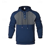 economico felpe con cappuccio da uomo di base-Per uomo Felpa con cappuccio Nero Vino Blu marino Cachi Grigio Con cappuccio Color Block Collage Tasche Sportivo Giornaliero Per eventi Poliestere Streetwear Essenziale Informale Autunno Inverno
