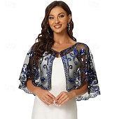cheap Cape-Women's 1920s Shawl Wraps Sequin Beaded Bridal Cover Up Evening Cape Flapper Bolero