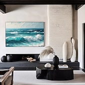 economico Quadri paesaggistici-dipinto a mano paesaggio marino blu oceano dipinto a olio costiero arte murale dipinta a mano paesaggio marino spiaggia astratto dipinto su tela per soggiorno enorme paesaggio marino extra large