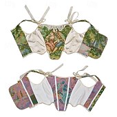 olcso Fűzők-Retró Középkori Reneszánsz Fűző Prsluk Bustier Jacquardszövet Olajfestmény Jelmez Női Kelta Fantasy királyi Mindszentek napja Farsang Parti Alkalmi / Napi LARP Felnőttek Fűző
