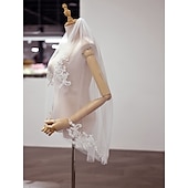 baratos Véus de Noiva-Uma Camada à moda Véus de Noiva Véu Ponta dos Dedos com Bordado 35,43 cm (90cm) Tule