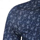 abordables Camisas Elite para Hombres-Hombre Camisa Camisa con botones Camisa casual Manga Larga Vintage Hawaiano Artístico Escuela Rendimiento Boda Primavera Otoño Cuello Vuelto Abotonar Azul Marino