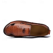 cheap Casual Sandals-Men&#039;s Brown Leather Slip-On Sandals with Perforated Detailing and Stretch Panels – Comfortable and Stylish for Casual Wear, Outdoor and Summer Activities
