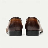 billiga Premium läder Loafers-bruna tofsloafers i läder för män med brogue-detaljer, klassiska slip-on klänningskor för bröllop, fester och formella evenemang