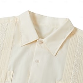 abordables Chemises élite-Homme Chemise Chemise Guayabera Jaune clair Noir Blanche Vert Claire Rose Claire Manche Courte Col Rabattu École Performance Broderie Vêtement Tenue Élégant Vacances ancien Neutre