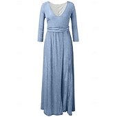 preiswerte BLAU-Blaue Jumpsuits Abendkleid Glitzernd Formelle Hochzeit Ankle Length Lange Ärmel V-Ausschnitt mit Glitzer