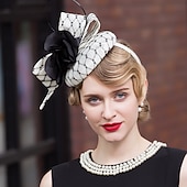 voordelige Fascinators-hoeden sinamay pillbox hoed hoge hoed bruiloft theekransje elegante bruiloft met luipaard strik hoofddeksel hoofddeksel