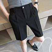 cheap Dress Shorts-Men&#039;s Shorts Dress Shorts Pocket Elastic Waist Straight Leg Plain Comfort No-Iron Knee Length Office Business Daily Fashion Streetwear Black Khaki