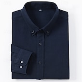 voordelige Overhemden met knopen voor heren-Voor heren Overhemd Overhemd met knopen Effen Kleur Bruiloft Feest Wit Rood Marineblauw blauw Lange mouw Revers Lente Herfst Kleding Knop