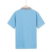 economico Polo classica da uomo-Per uomo Camicia da golf Golf Polo da golf Ufficio Informale Bavero Manica corta Essenziale Moderno Color Block Collage Bottoni Estate Primavera Standard Bianco Blu marino Azzurro cielo Cachi Camicia