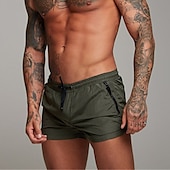 baratos calção de banho boxer masculino-Homens Calção Justo de Natação Shorts de Natação Bermuda de Surf Calças Com Cordão Com bolsos Natação Surfe Praia Esportes Aquáticos Cor Sólida Verão Primavera