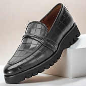 billiga Premium läder Loafers-loafers i äkta läder för män – krokodilpräglade slip-on klänningskor med robust sula för affärs- och högtidskläder
