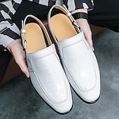 economico Sandali eleganti-scarpe eleganti da uomo nere con cinturino posteriore in pelle stampata coccodrillo, vestibilità comoda e suola resistente - perfette per eventi formali e occasioni di lavoro