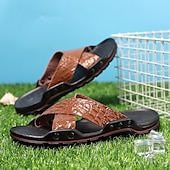 preiswerte Lässige Sandalen-Schwarze Herrensandalen mit Kreuzriemen, Krokoprägung und bequemer Gummisohle – lässiges Outdoor-Schuhwerk für Sommer, Strand und Alltag