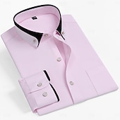 economico Camicie eleganti da uomo-Per uomo Camicie Camicia abbottonata Resistente alle rughe Matrimonio Esterno Blu chiaro Nero Bianco Rosa Manica lunga Estate Primavera Abbigliamento