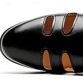 preiswerte Kleidungs-Sandalen-Schwarze Fischersandalen aus Kunstleder für Herren mit Schnallenriemen und Aussparungsdesign, stilvoll und bequem für die Freizeit, den Outdoor- und Sommergebrauch