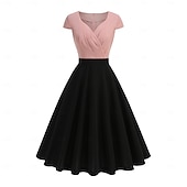 ieftine Rochii-Elegant 1950 Rochie de epoca Lungime Genunchi Rochii Rochie A-Line Rochie de ceai Linia -A Pentru femei Crăciun Carnaval An Nou Venire Acasă Casul / Zilnic Petrecerea Burlăcițelor Adulți Rochii de