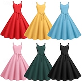 economico Vestiti-Retrò Vintage Anni 1950 Vestito Abito Swing Per donna Carnevale Mascherata Abbigliamento quotidiano Addio al Nubilato Adulti Vestito Abiti per il ritorno