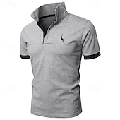 economico Polo classica da uomo-Per uomo Polo Camicia da golf Golf Informale Sport Classico Manica corta Essenziale Color Block Cervo Pulsante frontale Estate Primavera Standard Marrone Scuro Grigio scuro Nero Bianco Giallo Borgogna