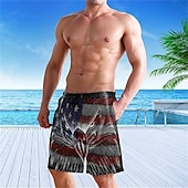 preiswerte Boxer-Badehose für Herren-Herren Bademode Surfshorts Badehose Schwimmshorts kurz 4-Wege-Stretchgewebe Surfshorts Unten Kordelzug Mit Taschen Schwimmen Surfen Strand Wassersport Bedruckt Nationalflagge Sommer Frühling