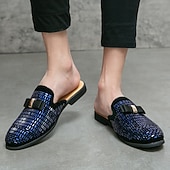preiswerte Clogs &amp; Pantoletten für Herren-Herren-Slipper aus braunem Wildleder mit metallisch-goldenen Nieten und Schleifenakzent – stilvolle Freizeit-Loafer für den Alltag und besondere Anlässe